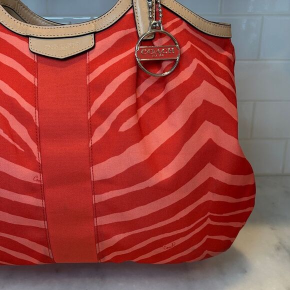 Coach Purse Handbag Tote Pocketbook Devin Exotic Stripe Zebra Print Shoulder Bag - Picture 3 of 16